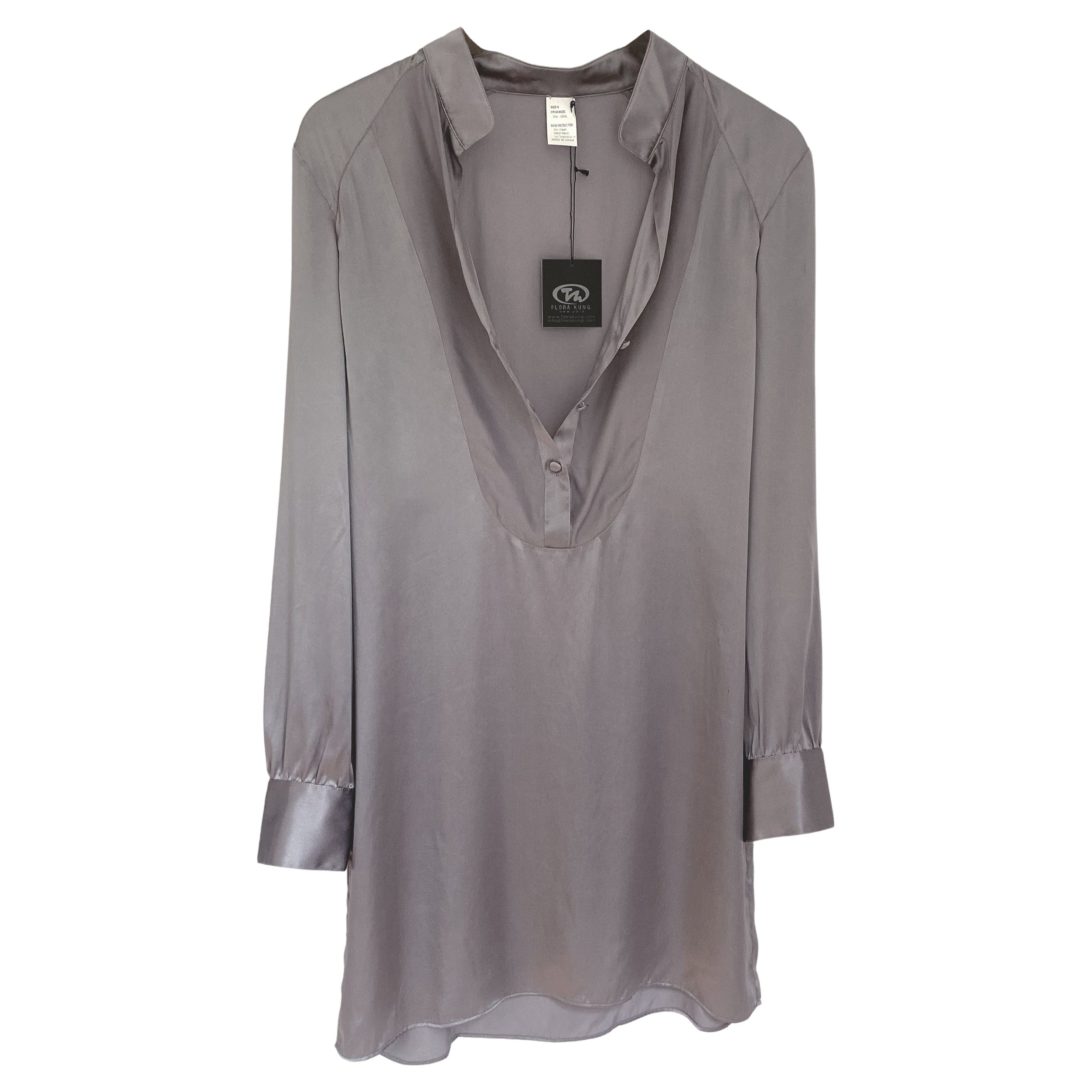 Gray Silk Big Shirt / Tunic Dress - NWT