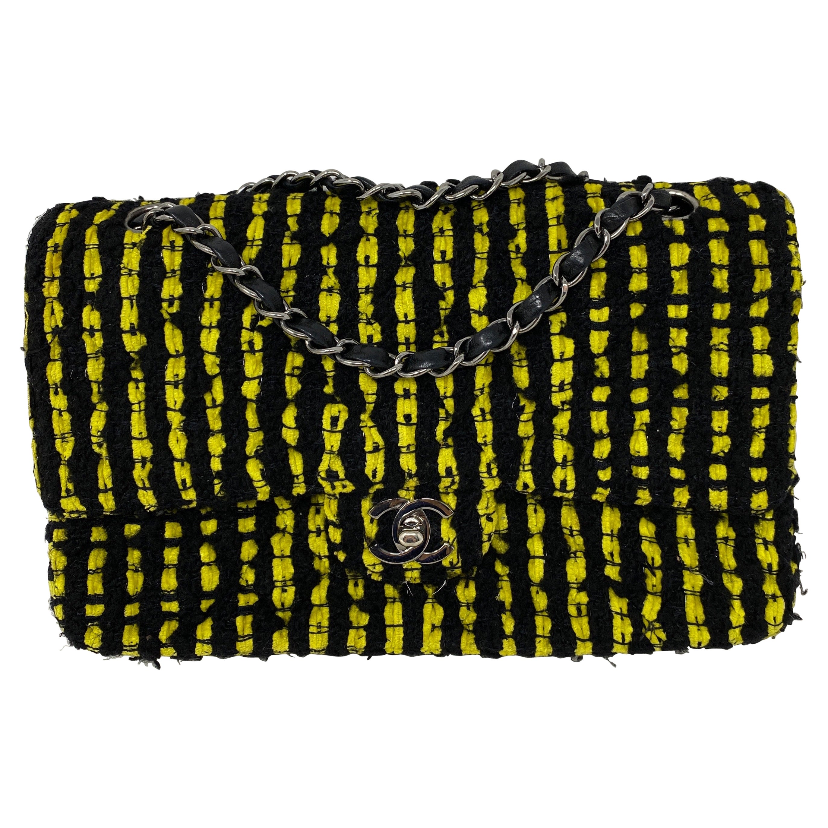 Chanel Yellow and Black Tweed Bag