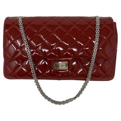 Chanel Red Jumbo Patent Reissue Leather Bag 