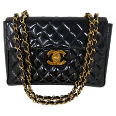 Chanel Jumbo Black Patent Leather Bag