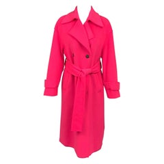 HARRIS WHARF LONDON Size 4 Pink Polyester Belted Double Breasted Coat