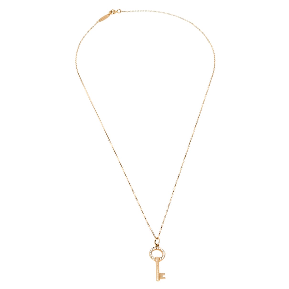 Tiffany & Co. Tiffany Keys Modern Keys Diamond 18k Gold Pendant Necklace