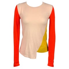 STELLA McCARTNEY Size 2 Orange & Yellow Color Block Cashmere Pullover
