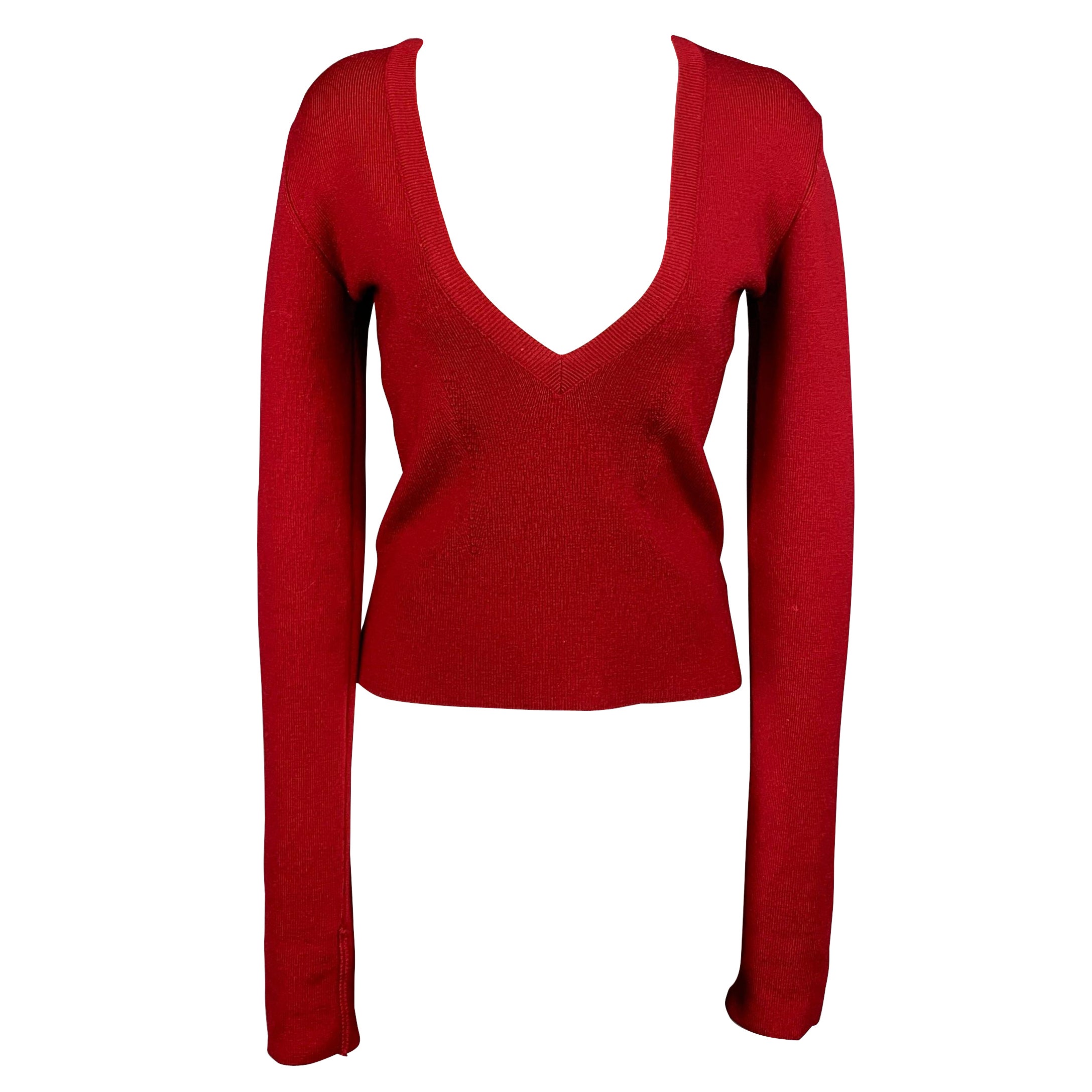 DSquared2 Early 2000s Lipstick Red Wool Sleeveless Cardigan Sweater ...