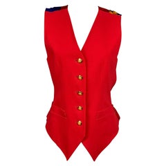 Vintage ESCADA Vintage ESCADA Reiterweste aus Seide in Rot & Blau und Gold, Größe 4