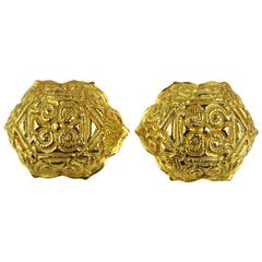1980'S Dominique Aurientis Massive Gold Gilt Earrings Never Worn 9