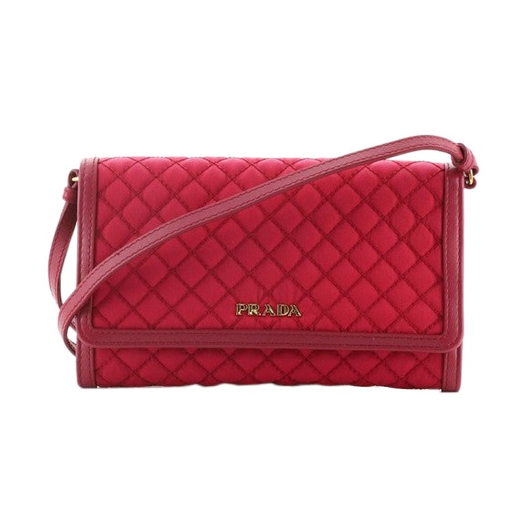 Prada, Bags, Prada Crossbody Chain Wallet Red Leather New