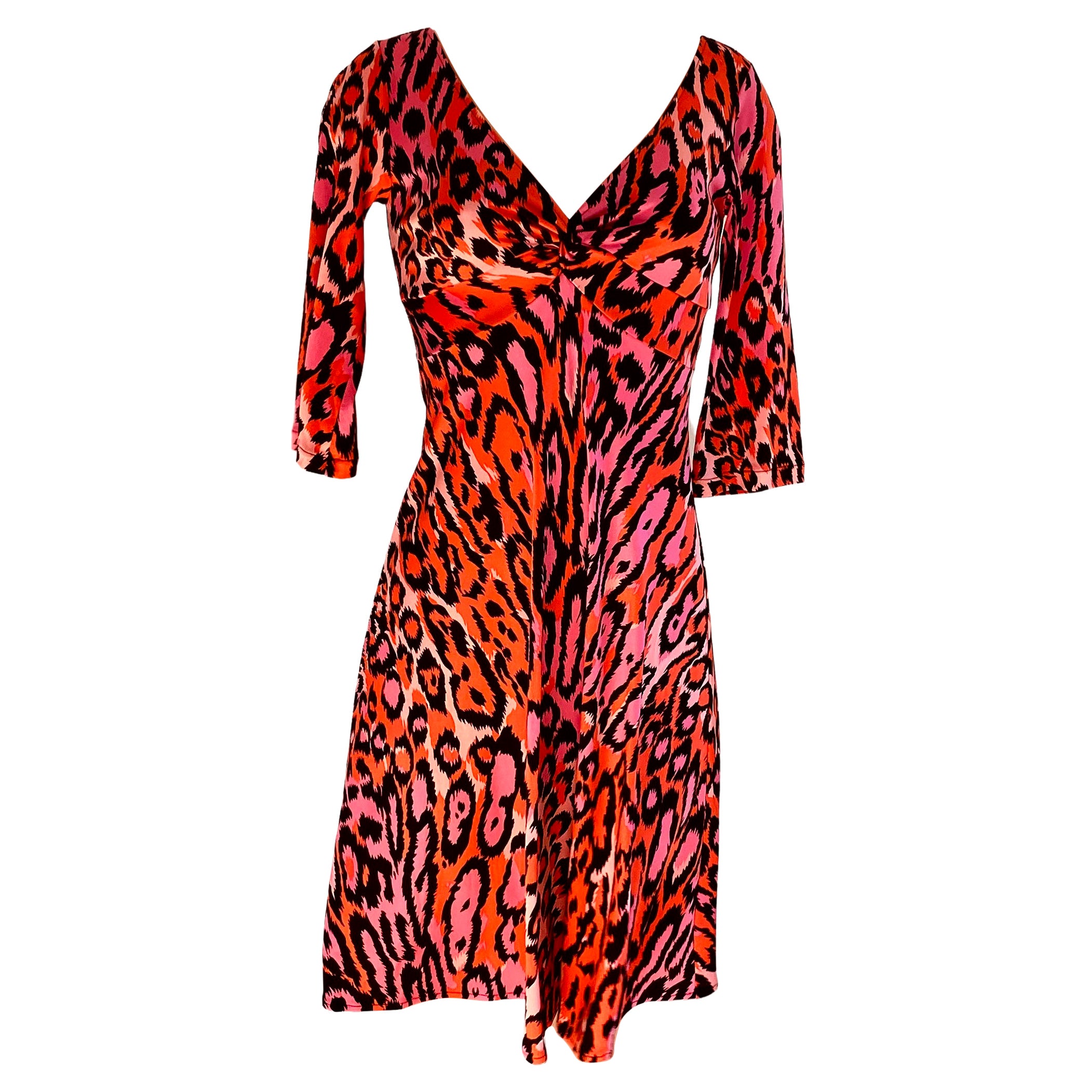 Pink Leopard Printed Silk Jersey Dress  - NWT Flora Kung For Sale