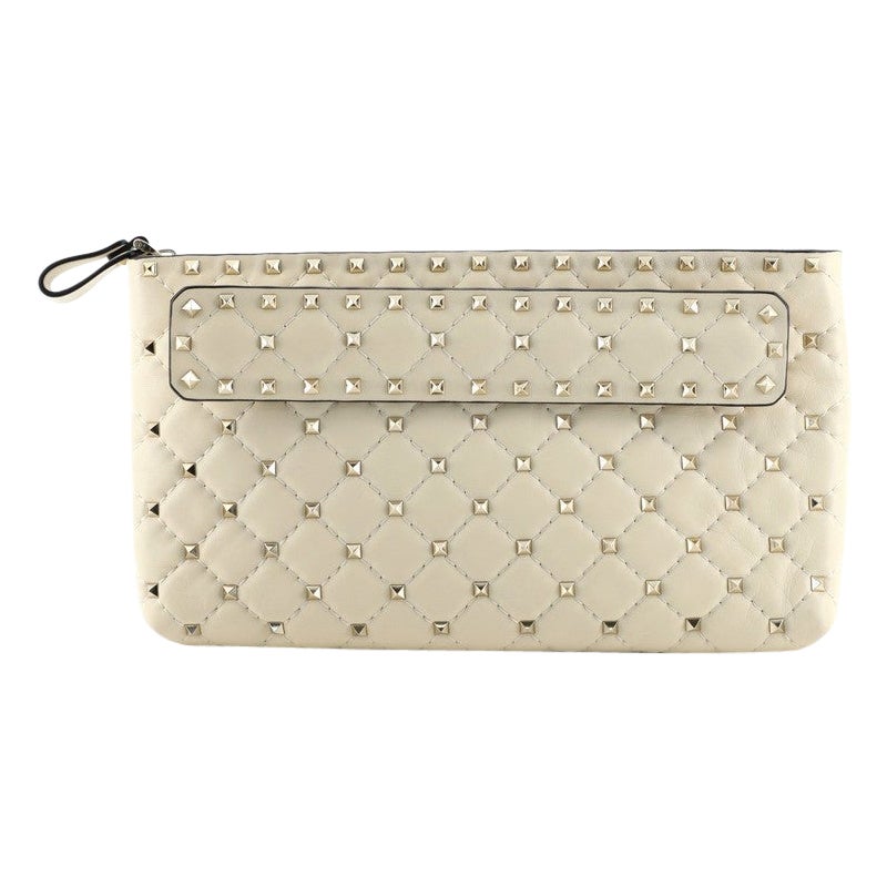Valentino Rockstud Spike Clutch Quilted Leather