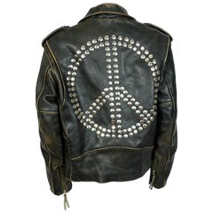Moschino Vintage Iconic Peace Lederjacke, ca. 1990