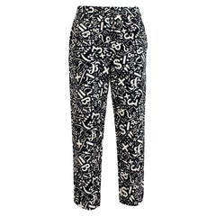 Moschino Black White Cotton Iconic Trousers