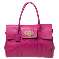 Used Mulberry Anthracite Pink Leather Bayswater Satchel