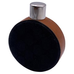 Gucci Vintage Black Monogram Canvas Round Hip Flask Bottle