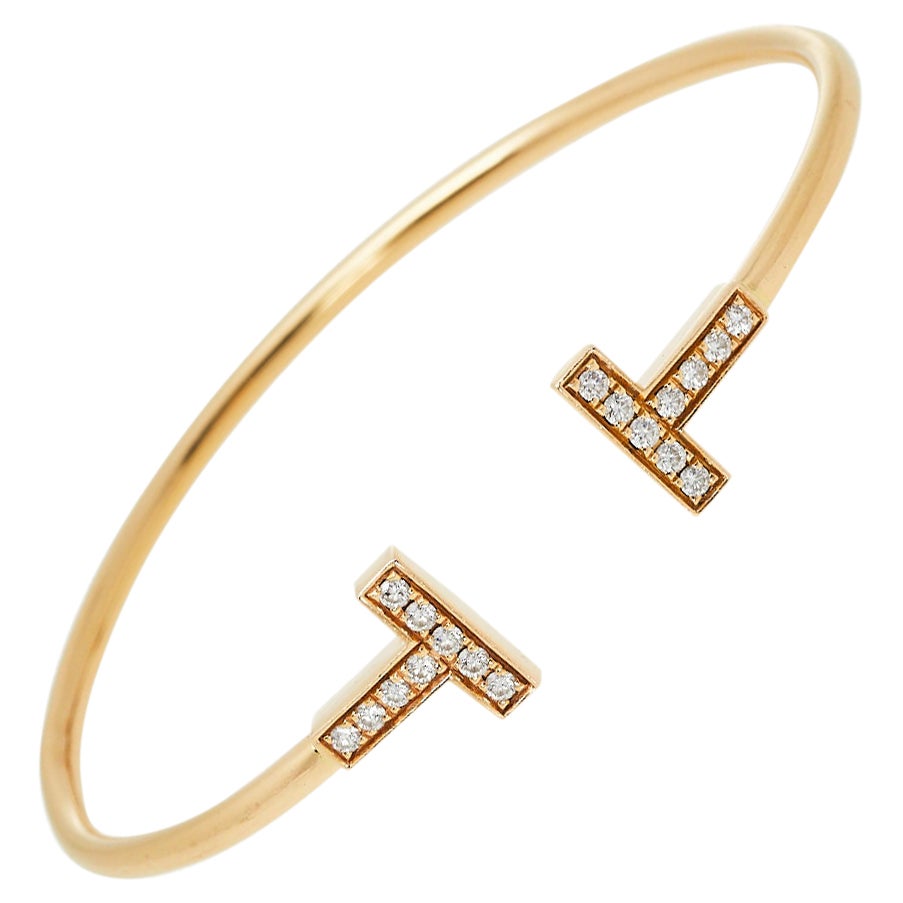 Tiffany & Co. Tiffany T Wire Diamond 18K Rose Gold Bracelet