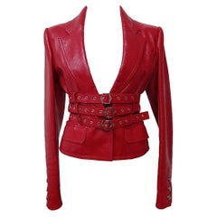 2011 Christian Dior Red Leather Jacket FR36 / IT40