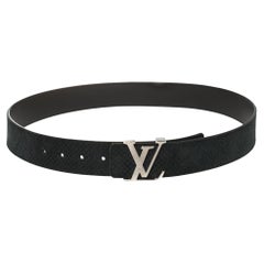 Louis Vuitton - Mini ceinture noire en daim Damier avec initiales 90CM