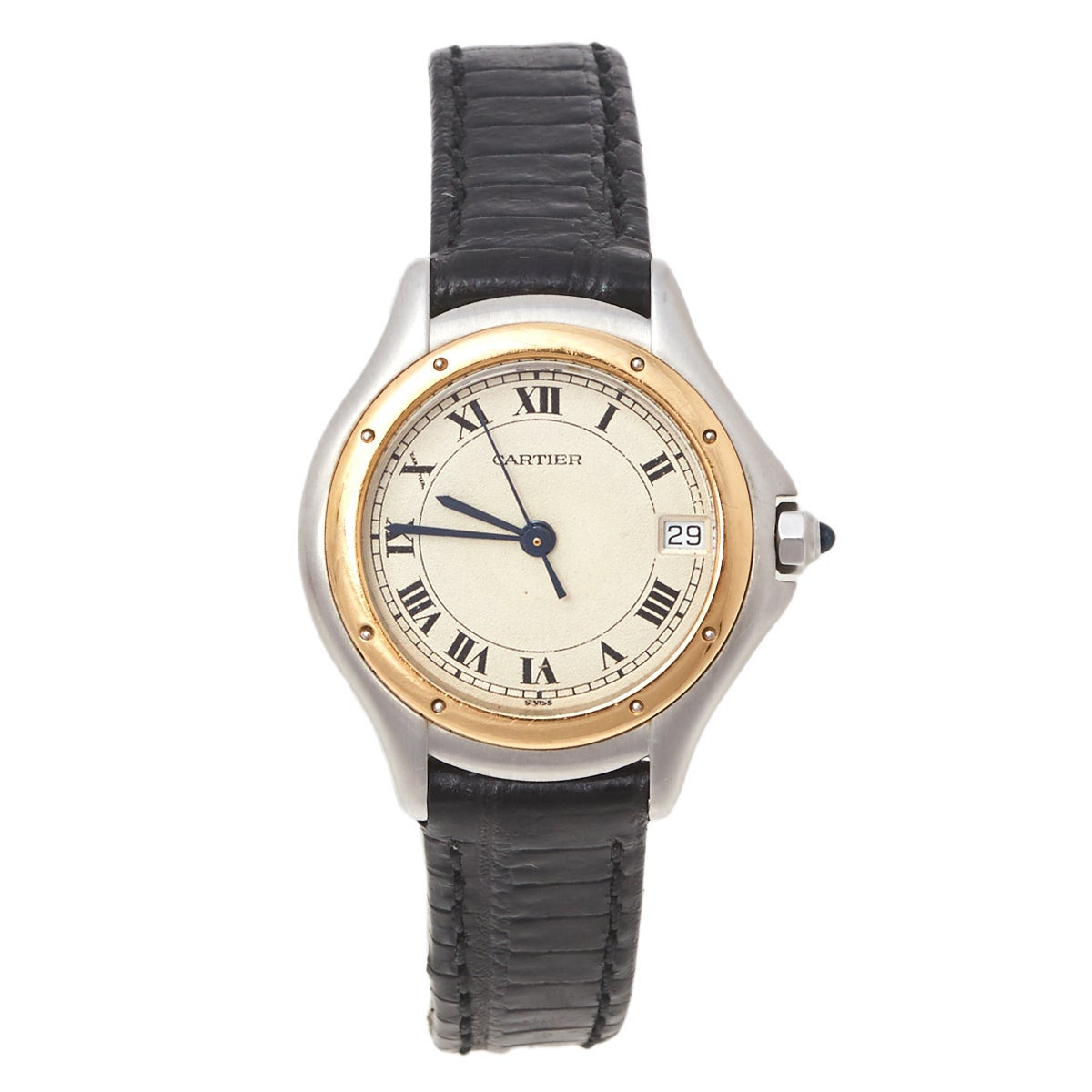 Cartier Cream 18K Yellow Gold Panthere Cougar 187906 Women's Wristwatch 26 MM