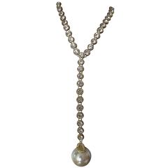 Sensational Long Diamante Runway Pearl Necklace 6