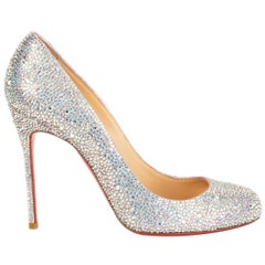 CHRISTIAN LOUBOUTIN iridescent CRYSTAL EMBELLISHED FIFI 100 Pumps Shoes 38