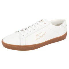 Saint Laurent White Leather SL/06 Embroidered Court Classic Sneakers Size EU 43