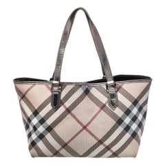 Burberry Supernova Check Coated Canvas and Patent Leather Nickie Tote
