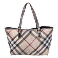 Burberry Supernova Check Nickie Tote aus beschichtetem Canvas und Lackleder