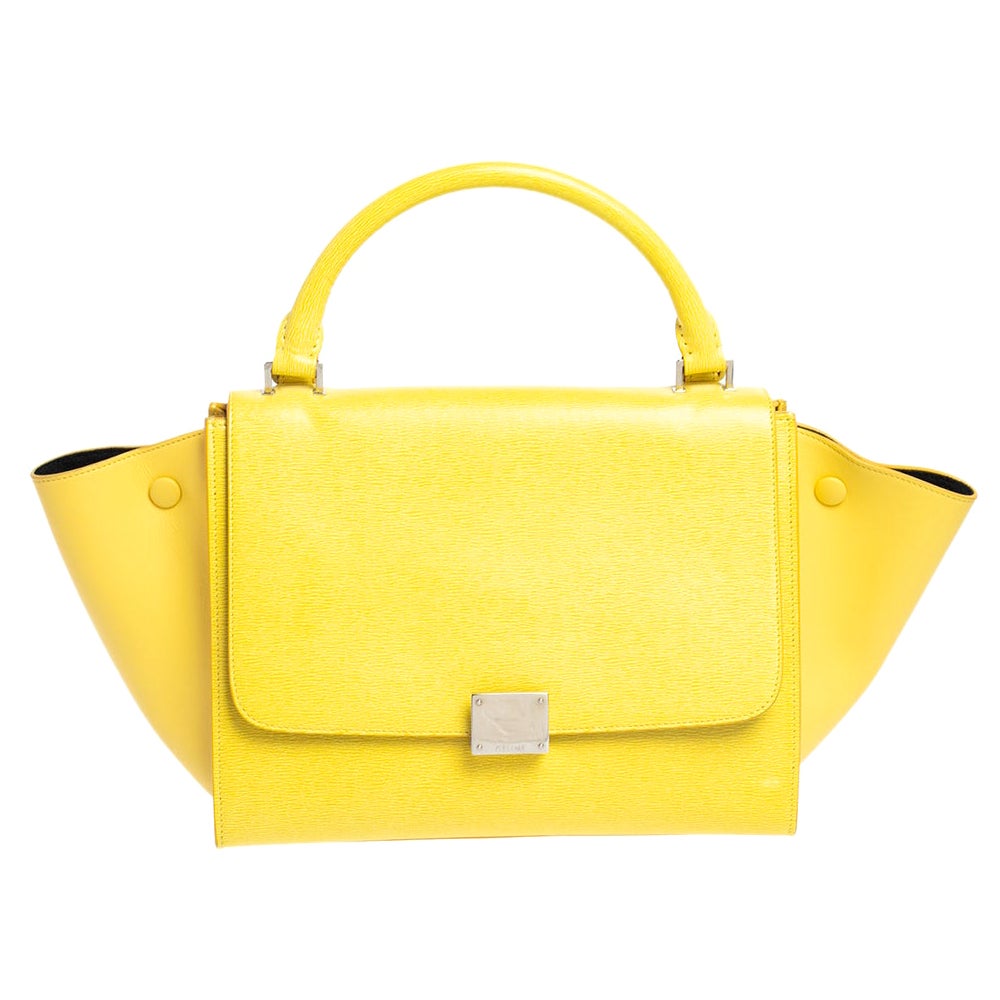 Celine Yellow Leather Mini Trapeze Top Handle Bag