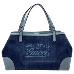 Tote Bag von Gucci aus blauem Denim und Leder, hergestellt in Italien
