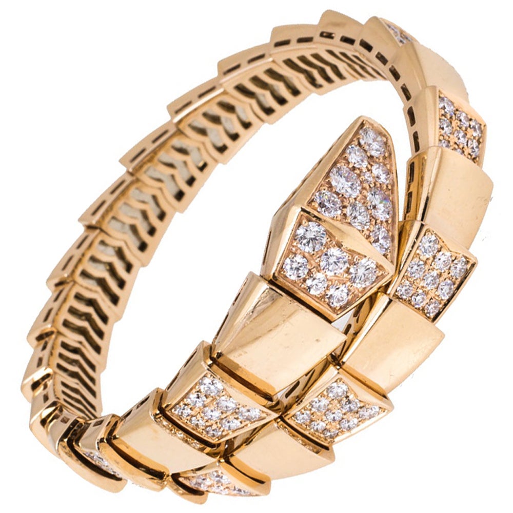 Serpenti Viper 18K Rose Gold & Pavè Diamond Bracelet