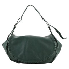 Bottega Veneta Flap Saddle Messenger Bag Leather with Intrecciato Detail Medium