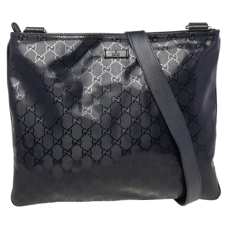 Gucci Black GG Imprime Leather Messenger Bag at 1stDibs