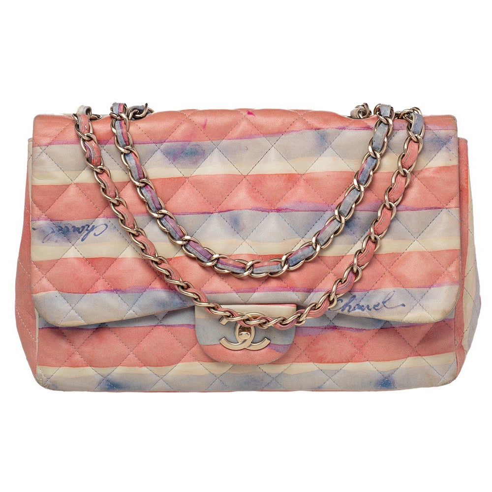 Chanel Multicolor Watercolor Colorama Leather Jumbo Classic Single Flap Bag  at 1stDibs