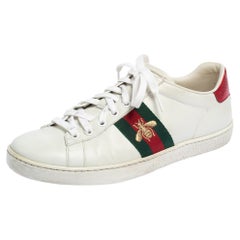 Gucci White Leather Ace Bee Lace Up Sneakers Size 38
