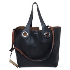 Burberry Black Leather Large Grommet Detail Tote