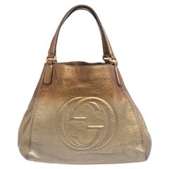 Gucci Gold Ombre Pebbled Leather Soho Top Handle Tote
