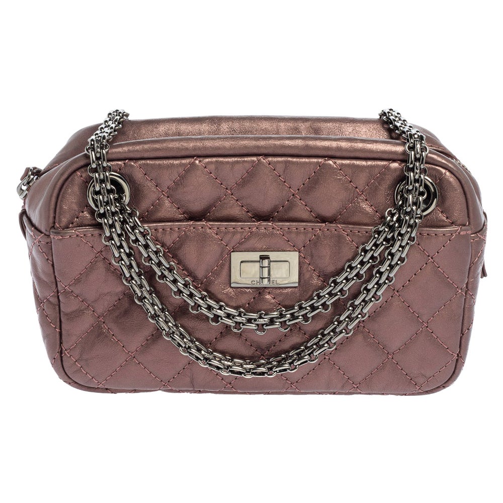 Chanel Rose Fonce Quilted Leather Small Reissue 2.55 Camera Bag at