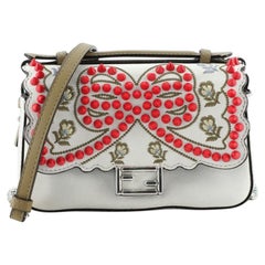 Fendi Double Baguette Embroidered Studded Leather Micro