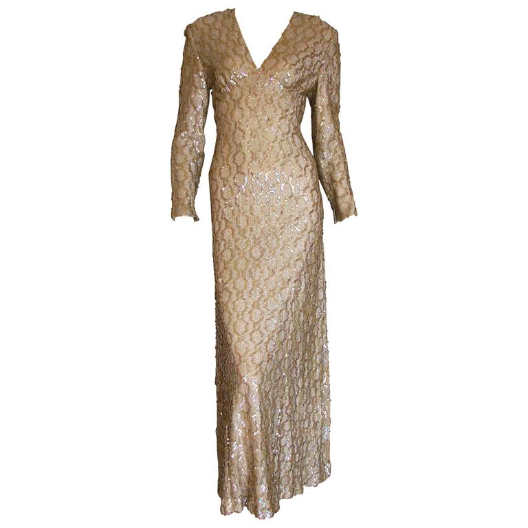 60s Evening Gown Sparkling Sequins Formal Gown Jack Bryan by DuPuis For ...