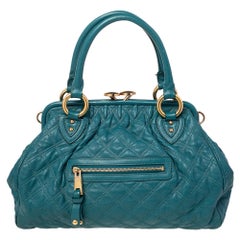 Marc Jacobs Teal Blue Quilted Leather Stam Satche
