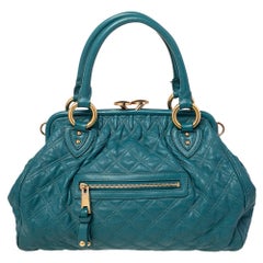 Marc Jacobs Teal Blau Gesteppte Leder Stam Satche