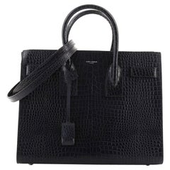 Saint Laurent Sac de Jour NM Bag Crocodile Embossed Leather Small