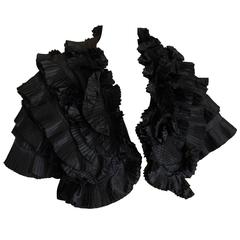 Richilene Black Taffeta Pleated Evening Bolero Jacket Neiman Marcus 1980s