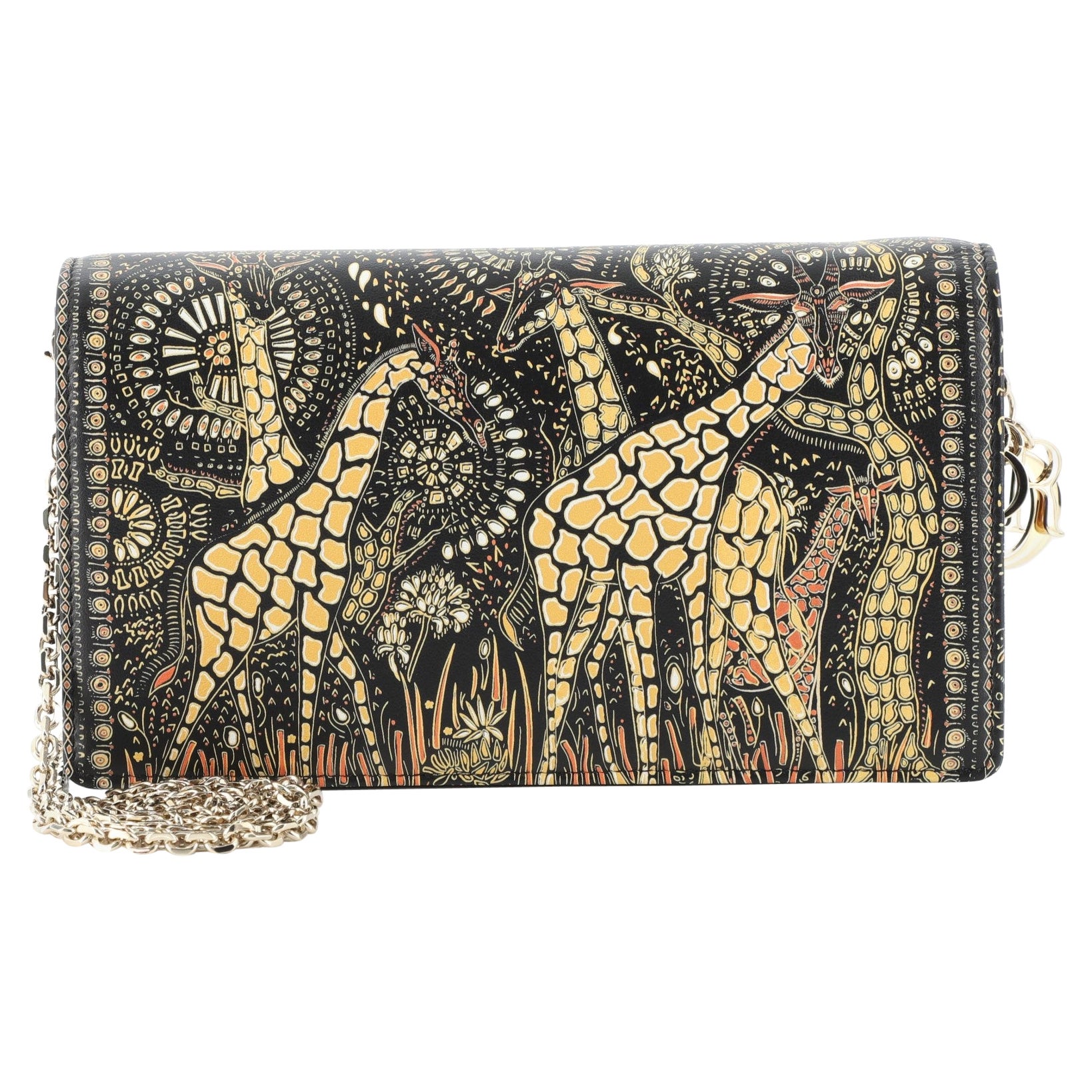 Christian Dior Animals Chain Pouch Printed Leather