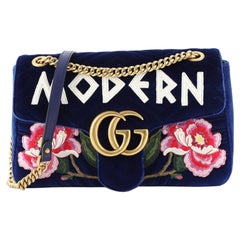 Gucci GG Marmont Flap Bag Embroidered Matelasse Velvet Medium