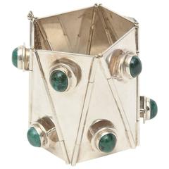 Stellar Studio One of Geometric, Sterling Silver & Malachite Cuff Bracelet 10