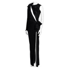 Versace black wool cut out maxi dress with high leg slit, ss 2016
