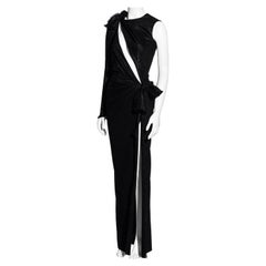 Versace, maxi abito in lana nera con spacco alto sulla gamba, ss 2016