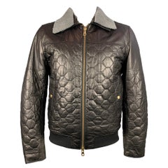 J. LINDEBERG Size L Black Quilted Leather Zip Up Jacket