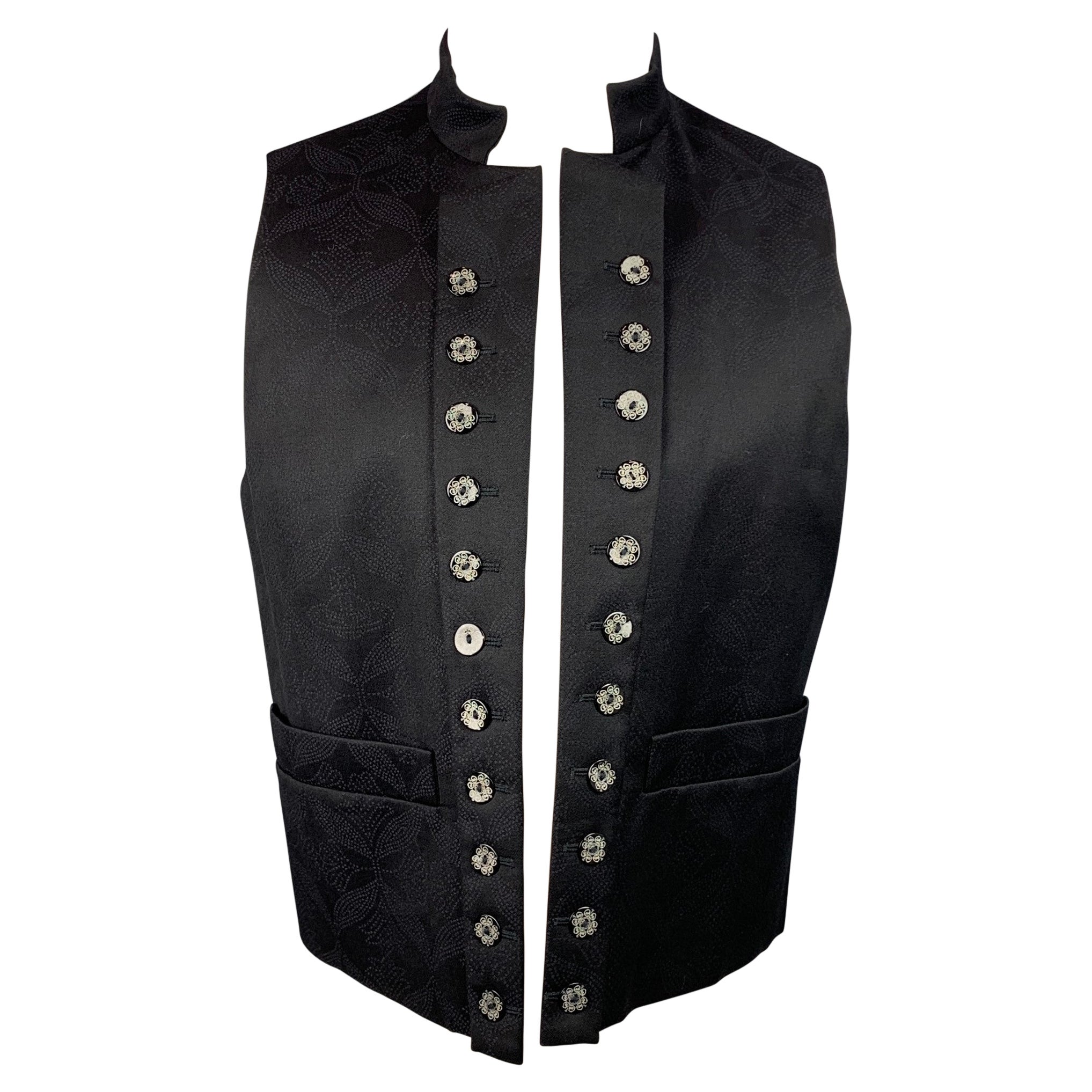 VIVIENNE WESTWOOD MAN Size 40 Black Print Wool / Viscose Blend Open Front Vest