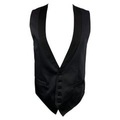 DOLCE & GABBANA Size 40 Black Cotton / Silk Shawl Collar Vest
